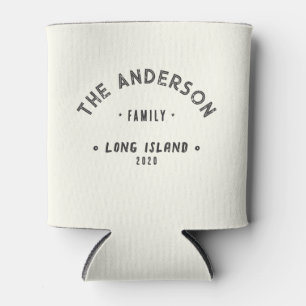 Enfriador De Latas Nombre de familia vintage junto al mar en marfil y
