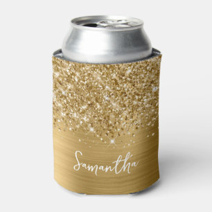 Enfriador De Latas Nombre de guión Glam dorado brillante