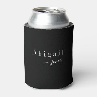 Enfriador De Latas Nombre de guión Minimalista elegante negro persona