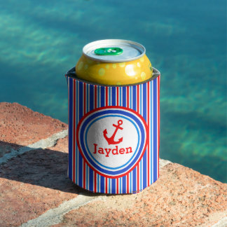 Enfriador De Latas Nombre de la banda azul roja de anclaje