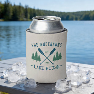 Enfriador De Latas Nombre de la familia Lake House Rustic Oars Pine T