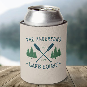 Enfriador De Latas Nombre de la familia Lake House Rustic Oars Pine T