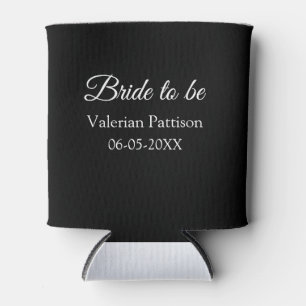 Enfriador De Latas Nombre de la novia fecha ducha de novia negra blan