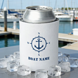 Enfriador De Latas Nombre de tu barco Ancla náutica Brújula Marina bl