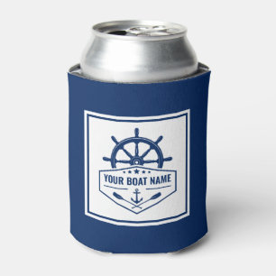 Enfriador De Latas Nombre del barco Anchor Náutico Oars Helm Navy Blu