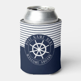 Enfriador De Latas Nombre del barco Azul marino Náutico Timón del bar