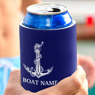 Enfriador De Latas Nombre del barco del ancla náutica vintage