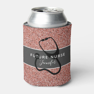 Enfriador De Latas Nombre del Purpurina rosa del estetioscopio médic