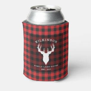 Enfriador De Latas Nombre familiar Lumberjack Plaid Lake House