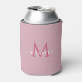 Enfriador De Latas Nombre Inicial Elegante Monograma Rosa Personaliza