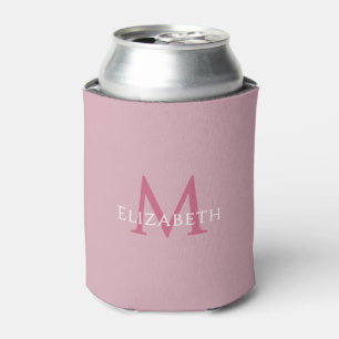 Enfriador De Latas Nombre Inicial Elegante Monograma Rosa Personaliza