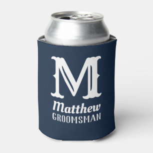 Enfriador De Latas Nombre Masculine Monogrammed Groomsman Armada Boda
