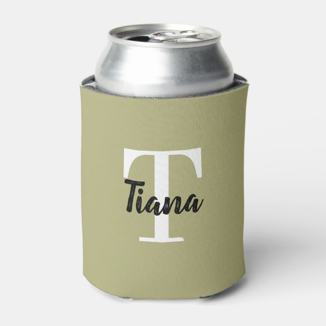 Enfriador De Latas Nombre moderno de monograma + inicial (Lata Anverso)