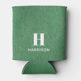 Enfriador De Latas Nombre Monograma Denim verde Imprimir 12oz