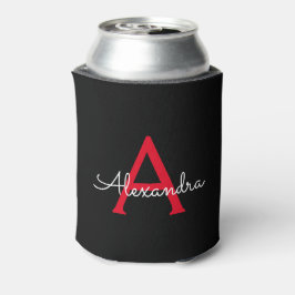 Enfriador De Latas Nombre monograma femenino escritura roja negra