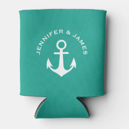 Enfriador De Latas Nombre personalizado A10 del diseño náutico verde 