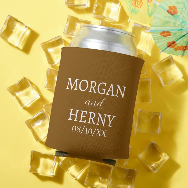 ENFRIADOR DE LATAS NOMBRE PERSONALIZADO ABREBOTELLAS DE BODAS MODERNO (Verano in situ)