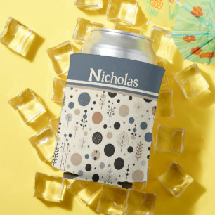 Enfriador De Latas Nombre personalizado abstracto de Woodland