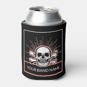 Enfriador De Latas Nombre personalizado Banda Merch Skull Bones Rock 