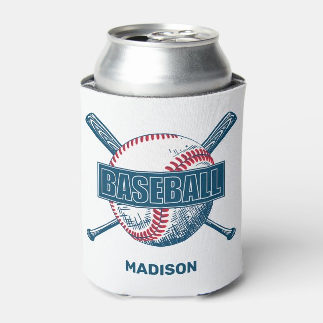 Enfriador De Latas Nombre personalizado Béisbol (Lata Anverso)