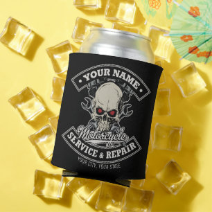 Enfriador De Latas NOMBRE Personalizado Biker Mechanic Skull Motorcyc