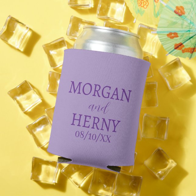 ENFRIADOR DE LATAS NOMBRE PERSONALIZADO BODA MODERNA ESTILOSA  (Verano in situ)