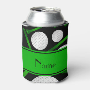 Enfriador De Latas Nombre personalizado: bolas de golf negras