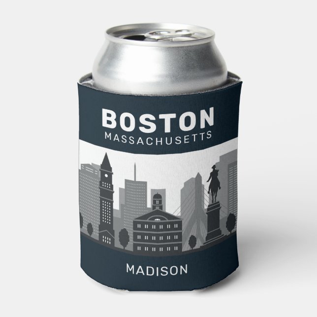 Enfriador De Latas Nombre personalizado Boston Massachusetts (Lata Anverso)