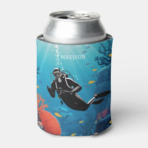 Enfriador De Latas Nombre personalizado Buceador Scuba