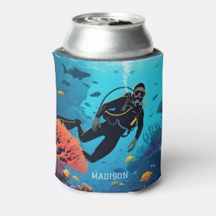 Enfriador De Latas Nombre personalizado Buceador Scuba