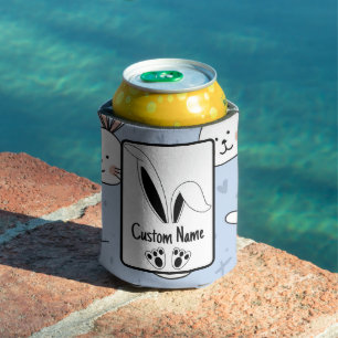 Enfriador De Latas Nombre Personalizado Cute Bunny Easter