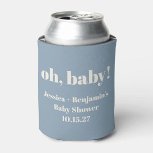 Enfriador De Latas Nombre personalizado de Baby Shower azul turbio mo