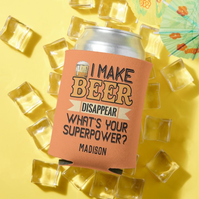 Enfriador De Latas Nombre personalizado de Beer Superpower (Verano in situ)