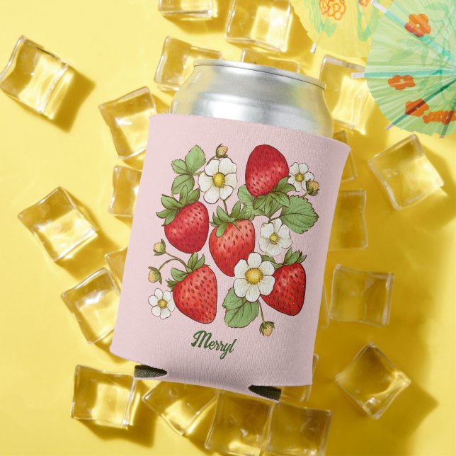 Enfriador De Latas Nombre personalizado de fruta de verano de fresa (Verano in situ)