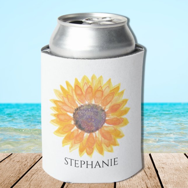 Enfriador De Latas Nombre personalizado de girasol amarillo (Subido por el creador)