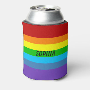 Enfriador De Latas Nombre personalizado de la lata de arcoiris del or