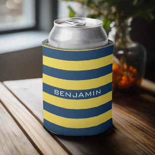 Enfriador De Latas Nombre personalizado de las franjas de rugby amari