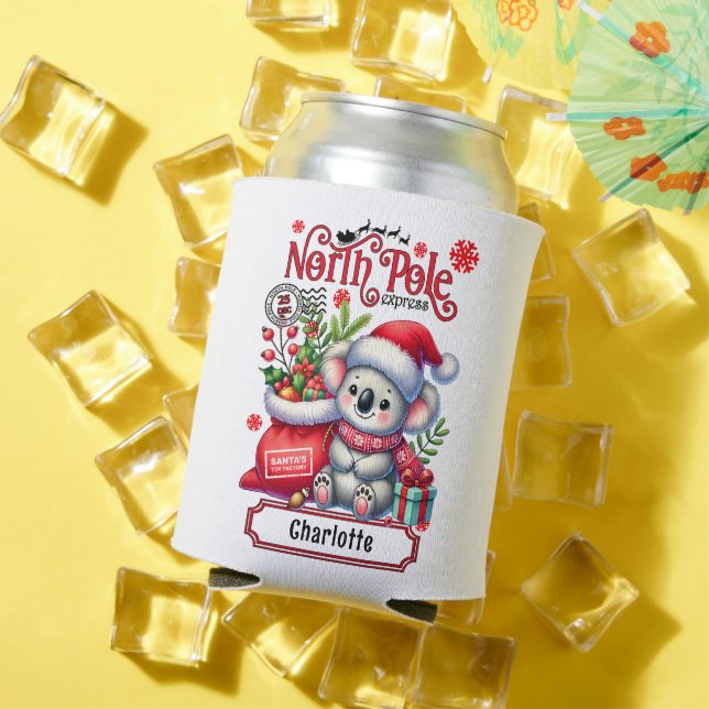 Enfriador De Latas Nombre personalizado de las navidades de Koala (Verano in situ)