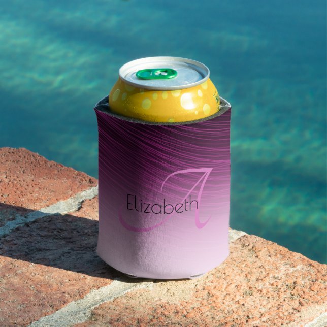 Enfriador De Latas Nombre personalizado de moda Monograma Púrpura Omb (Piscina in situ)