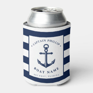 Enfriador De Latas Nombre personalizado del ancla del capitán del ba