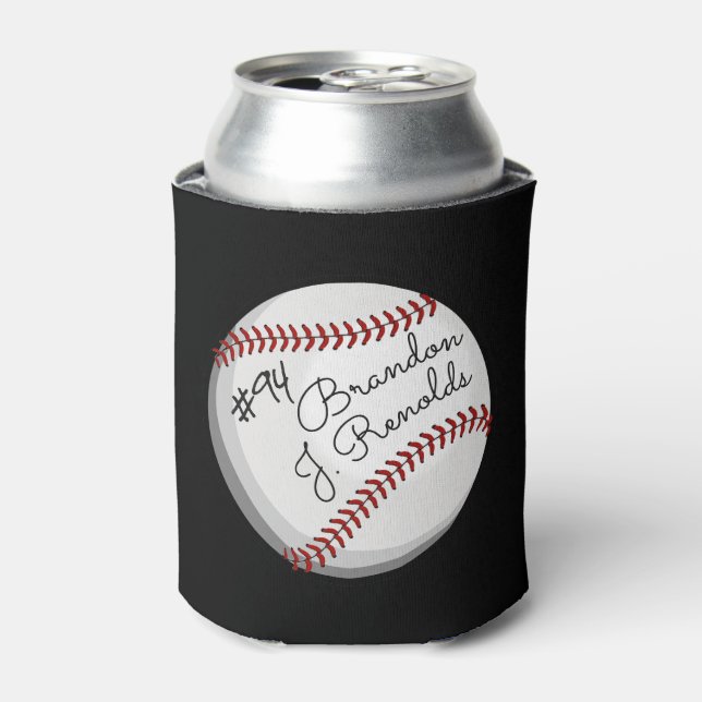 Enfriador De Latas Nombre personalizado del béisbol firmado (Lata Anverso)