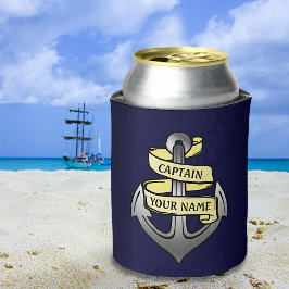 Enfriador De Latas Nombre personalizado del capitán del barco Anchor