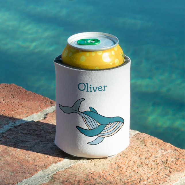 Enfriador De Latas Nombre personalizado del océano de ballena azul (Piscina in situ)