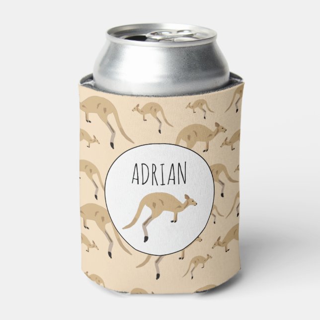 Enfriador De Latas Nombre personalizado del patrón canguro australian (Lata Anverso)