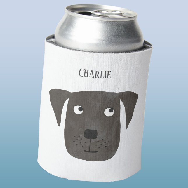 Enfriador De Latas Nombre personalizado del perro del recuperador del (Black Labrador Retriever Dog fun personalized custom name can cooler)