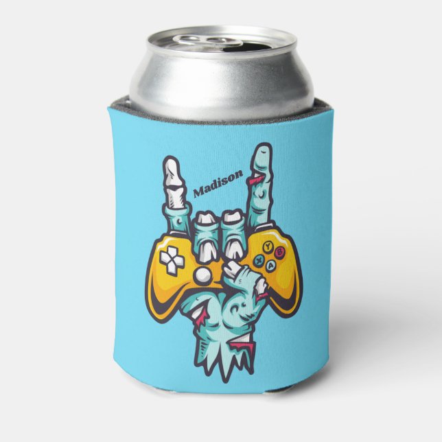 Enfriador De Latas Nombre personalizado Gamer Zombie (Reverso de la lata)