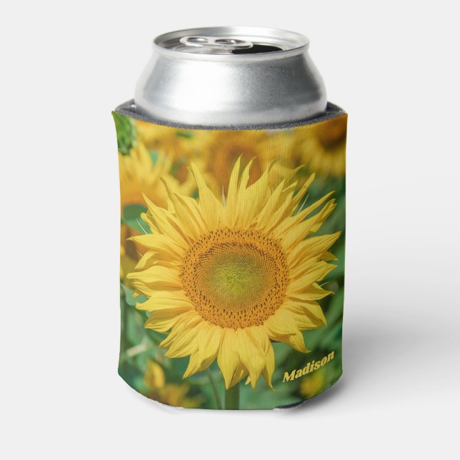 Enfriador De Latas Nombre personalizado Girasol (Reverso de la lata)