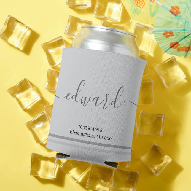 Enfriador De Latas Nombre personalizado gris claro (Verano in situ)