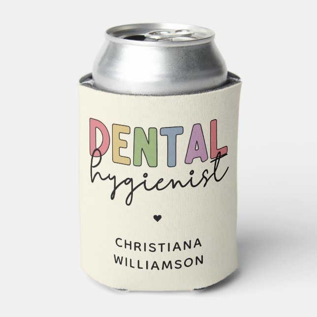 Enfriador De Latas Nombre personalizado Higienista dental Regalos RDH (Lata Anverso)