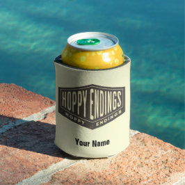 Enfriador De Latas Nombre personalizado Hoppy Endings Beer Bottle Coo